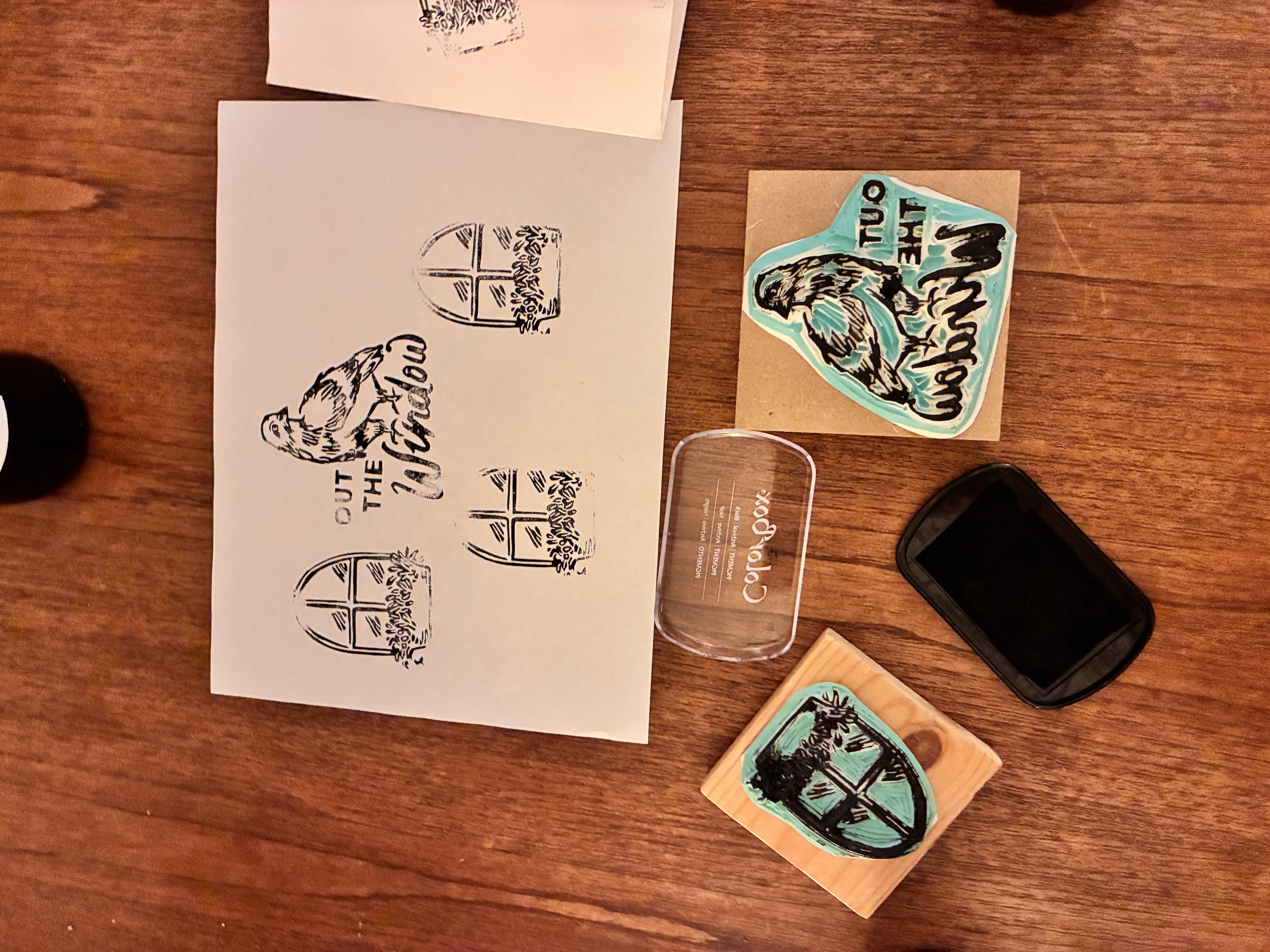 Out The Window — hand-carved stamps